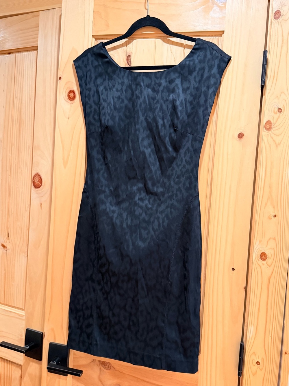 Betsey Johnson Black Leopard-Print Jacquard Sheath Dress Cocktail Party Dress